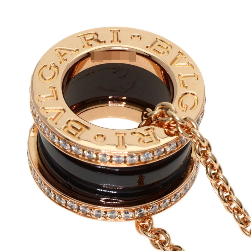 Bvlgari B-zero One Black Ceramic Diamond Necklace 18K Pink Gold
