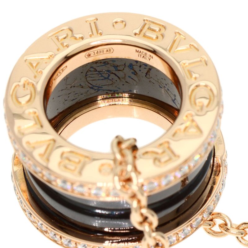 Bvlgari B-zero One Black Ceramic Diamond Necklace 18K Pink Gold