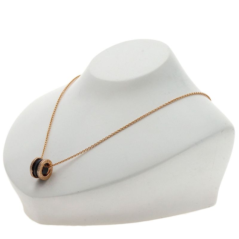 Bvlgari B-zero One Black Ceramic Diamond Necklace 18K Pink Gold