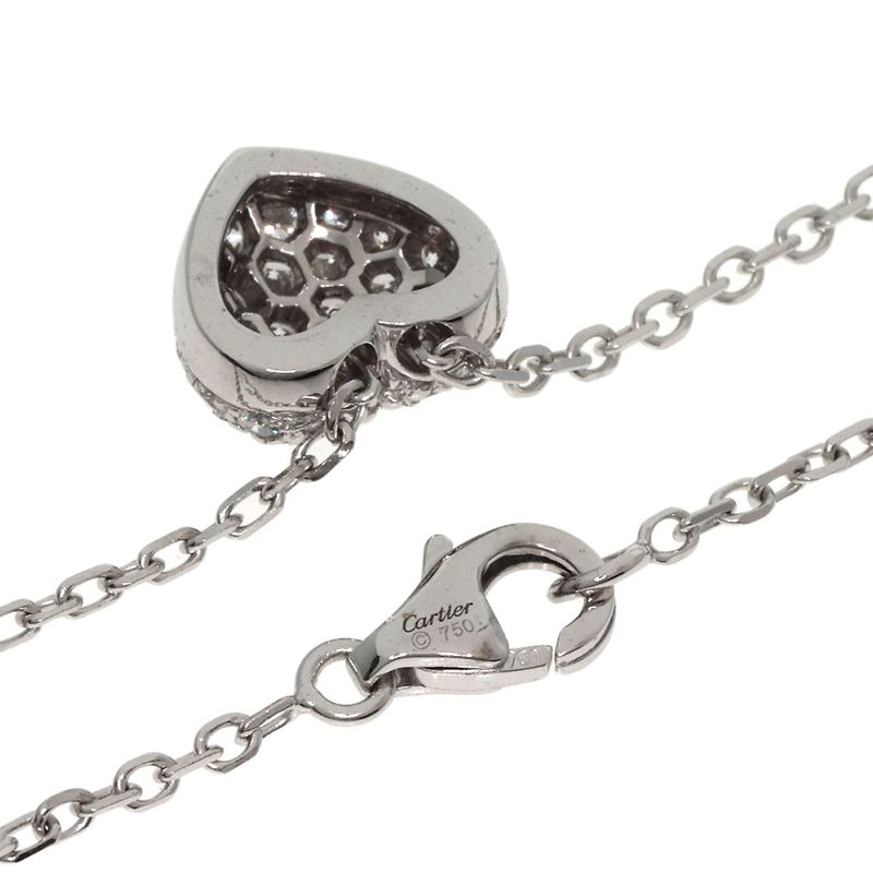 Cartier Heart Pave Diamond Necklace 18K White Gold