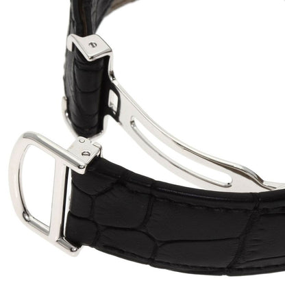 Cartier Tortu LM Case Bezel Diamond Watch 18K White Gold Leather