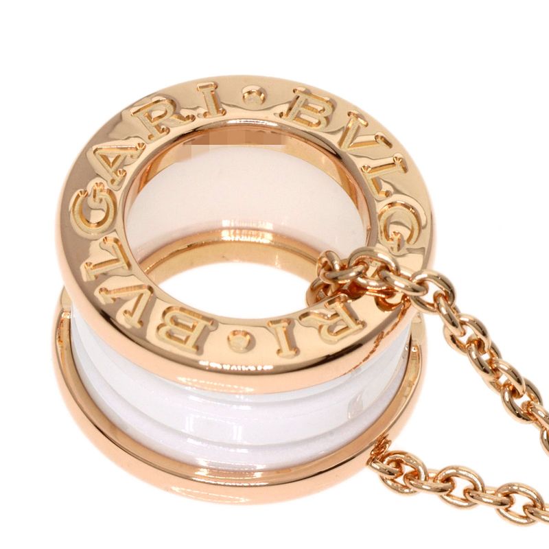 Bvlgari White Ceramic Necklace 18K Pink Gold