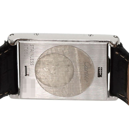 Cartier Tank Basculant MM Watch SS Leather Boys