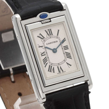 Cartier Tank Basculant MM Watch SS Leather Boys