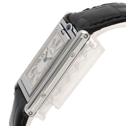 Cartier Tank Basculant MM Watch SS Leather Boys
