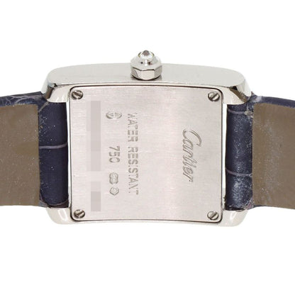 Cartier Tank Francaise SM Side Diamond Watch 18K White Gold Leather