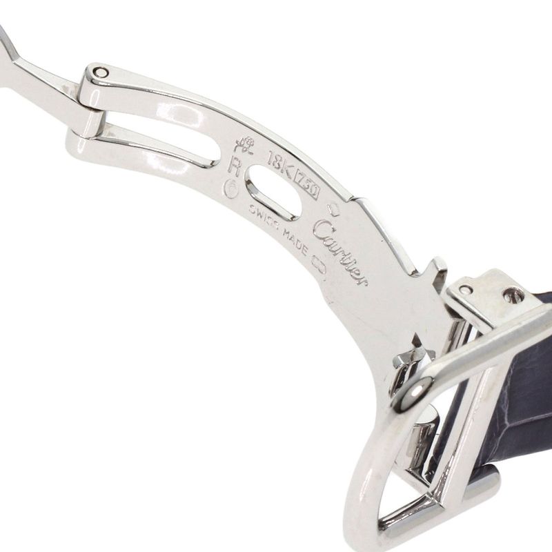 Cartier Tank Francaise SM Side Diamond Watch 18K White Gold Leather