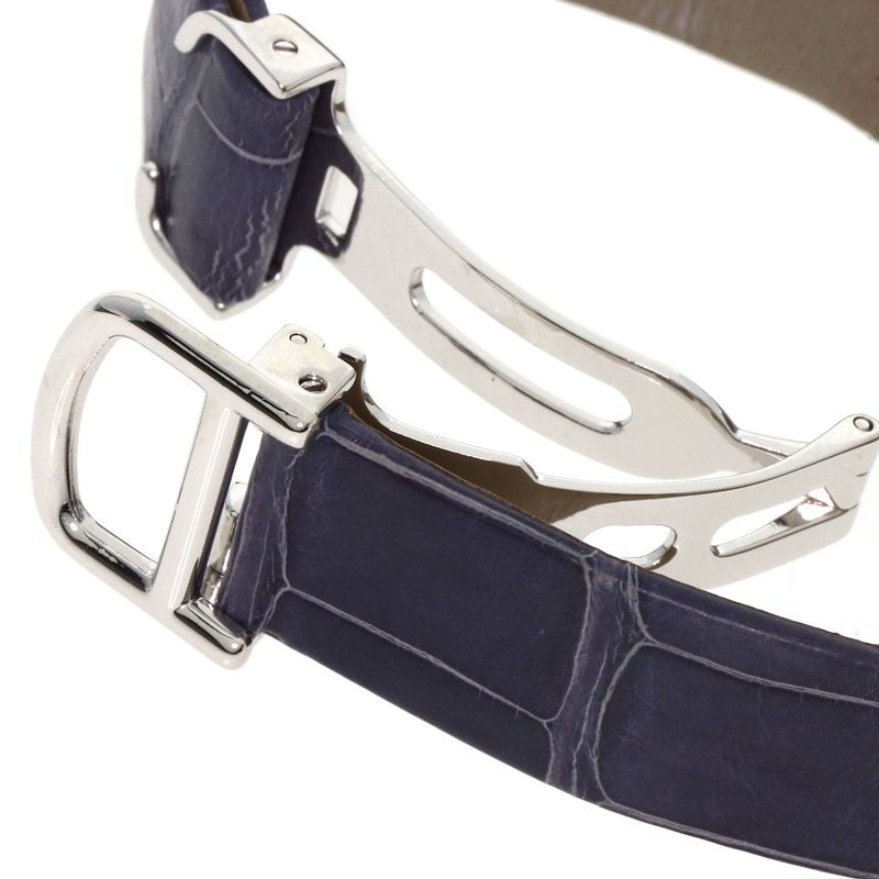 Cartier Tank Francaise SM Side Diamond Watch 18K White Gold Leather