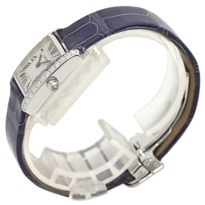 Cartier Tank Francaise SM Side Diamond Watch 18K White Gold Leather