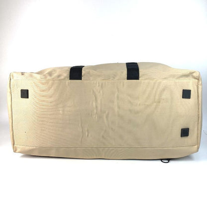 Chanel Boston Bag CC Logo Bicolor Nylon Canvas Beige