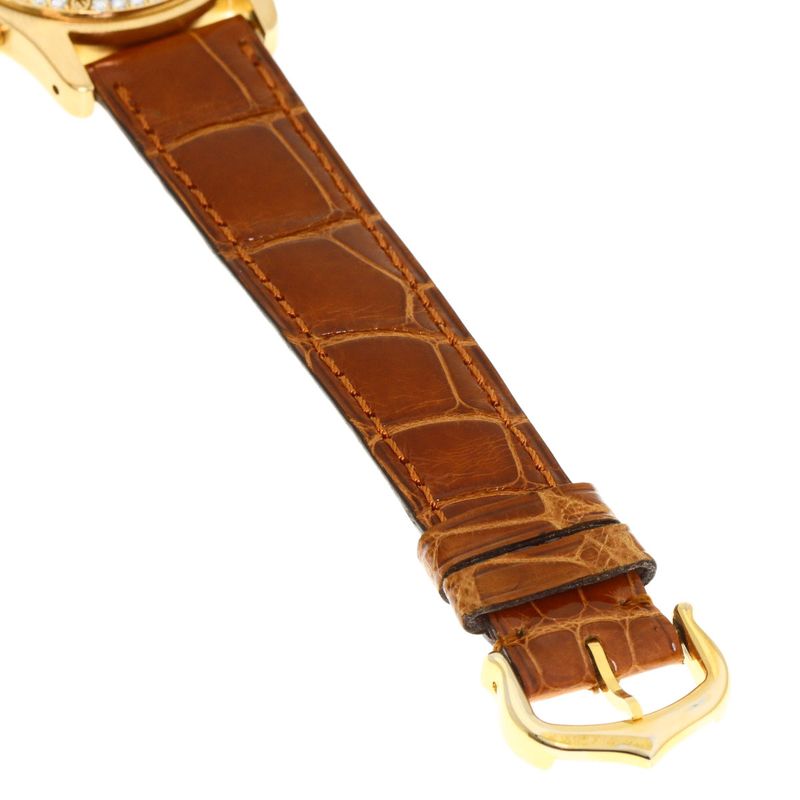 Cartier Santos Round Chrono Reflex Watch 18K Yellow Gold Leather Diamond
