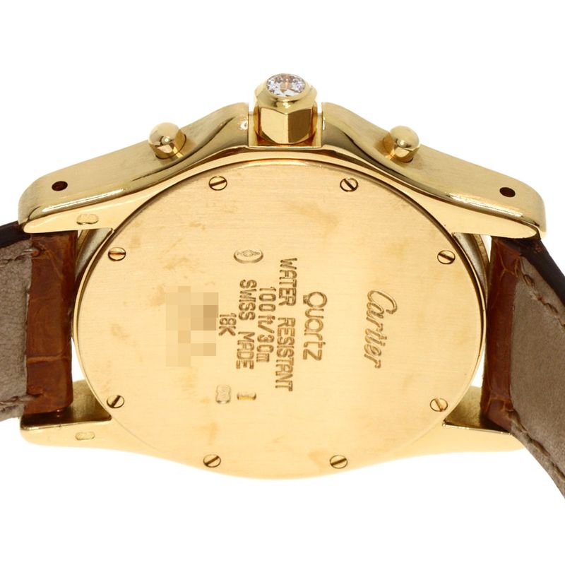 Cartier Santos Round Chrono Reflex Watch 18K Yellow Gold Leather Diamond