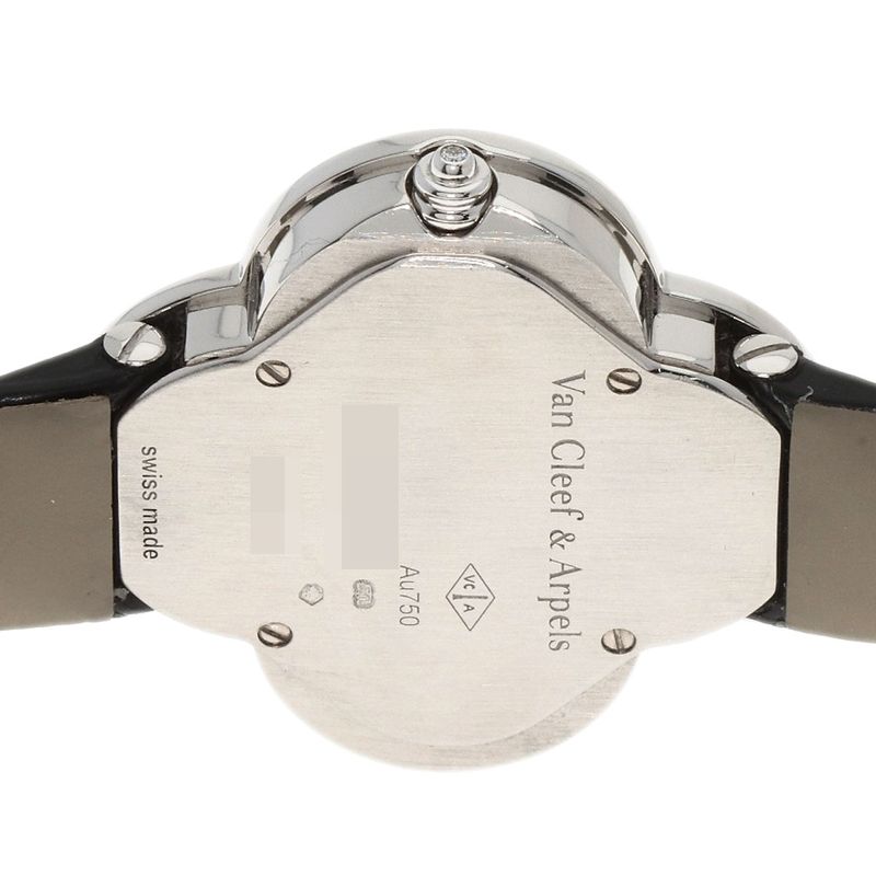 Van Cleef & Arpels Alhambra Watch 18K White Gold Leather