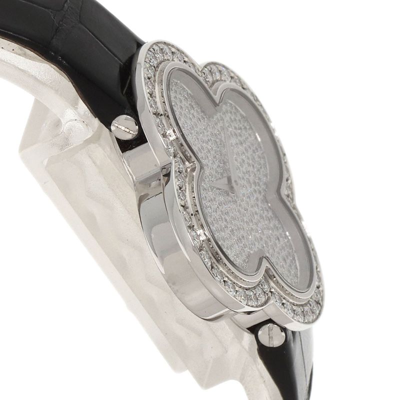 Van Cleef & Arpels Alhambra Watch 18K White Gold Leather