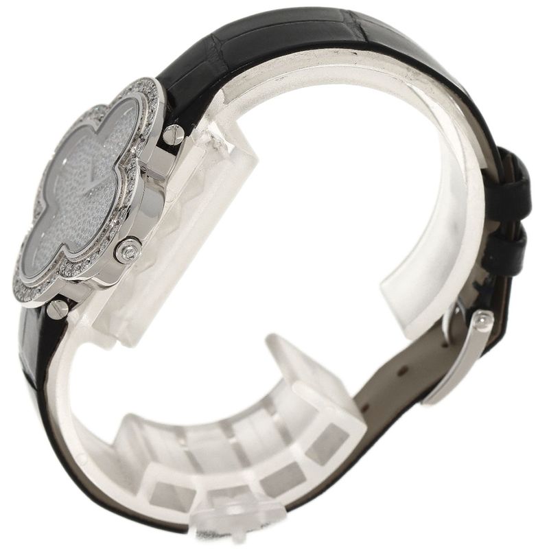 Van Cleef & Arpels Alhambra Watch 18K White Gold Leather
