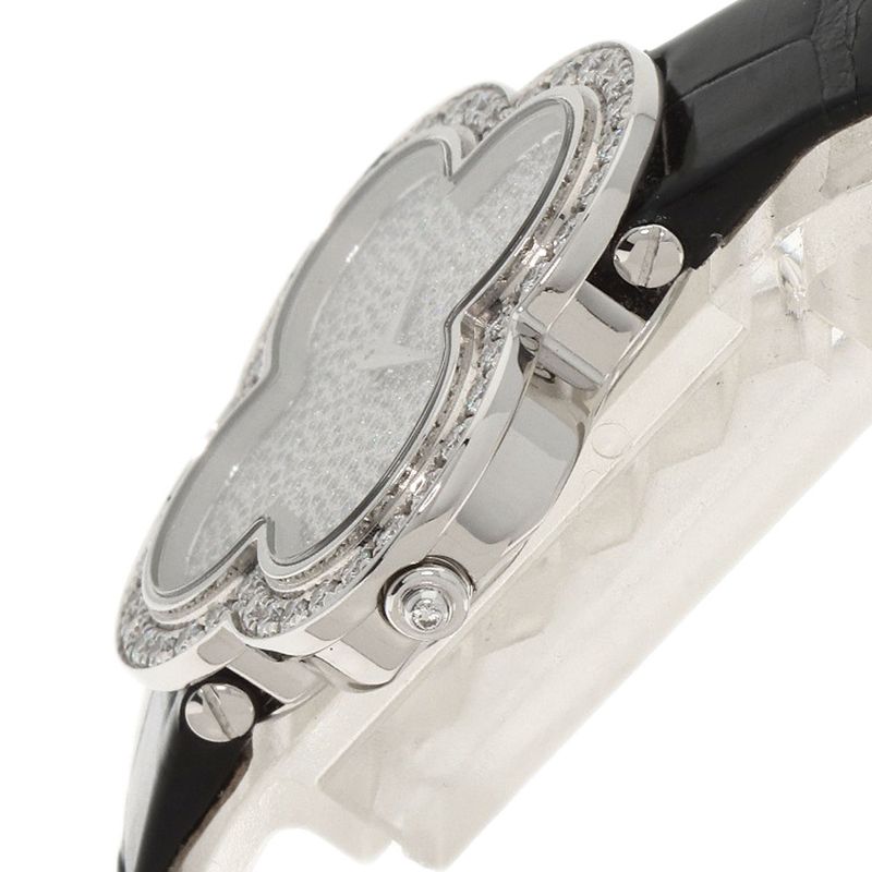 Van Cleef & Arpels Alhambra Watch 18K White Gold Leather