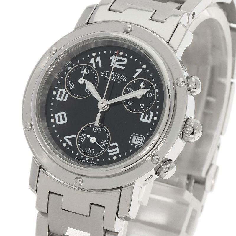 Hermes Clipper Chrono Watch SS