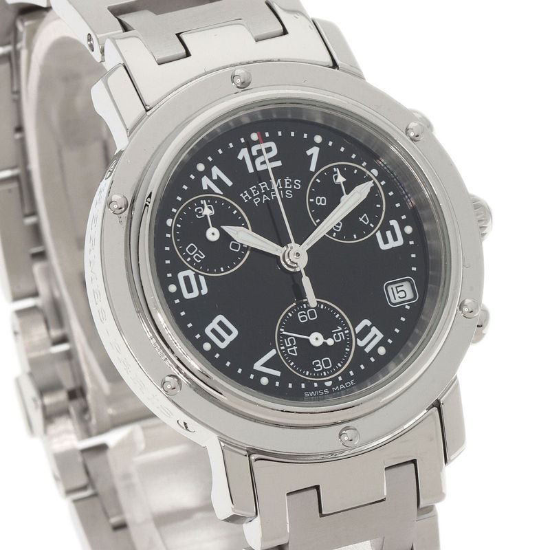 Hermes Clipper Chrono Watch SS