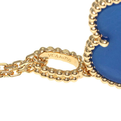 Van Cleef & Arpels Magic Alhambra Blue Agate Necklace 18K Yellow Gold