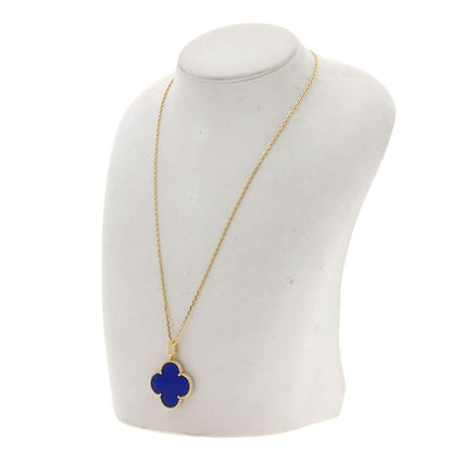 Van Cleef & Arpels Magic Alhambra Blue Agate Necklace 18K Yellow Gold