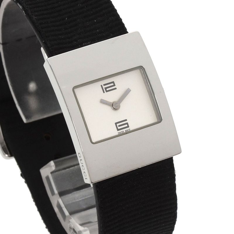 Gucci Square Face Watch SS Leather