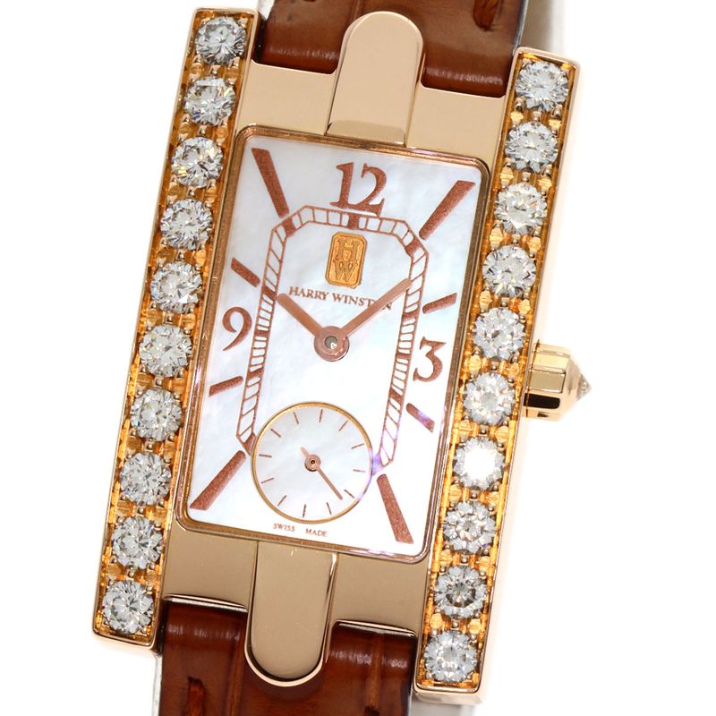 Harry Winston Avenue Watch 18K Pink Gold Leather