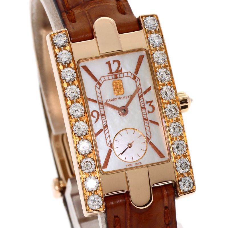 Harry Winston Avenue Watch 18K Pink Gold Leather
