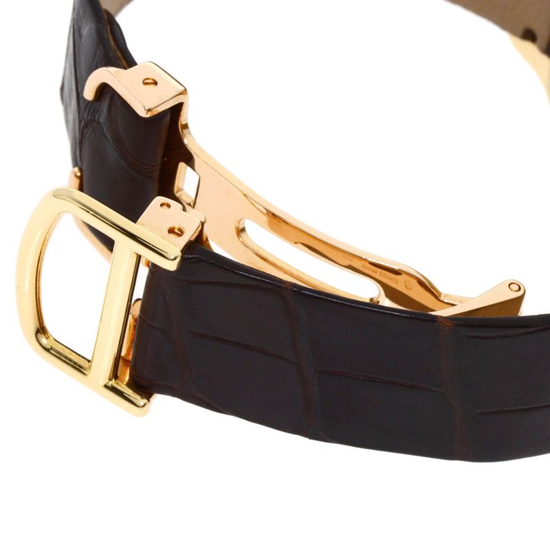 Cartier Santos Dumont Diamond Bezel Watch 18K Pink Gold Leather