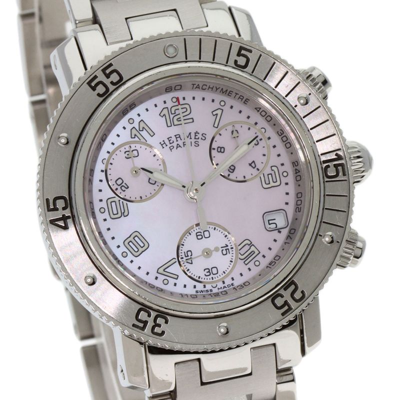Hermes Clipper Diver Chronograph New Buckle Watch SS