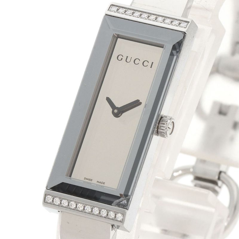Gucci 127.5 Square Face Bezel Diamond Watch SS