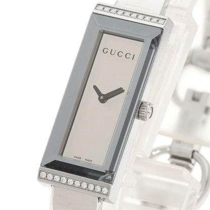 Gucci 127.5 Square Face Bezel Diamond Watch SS