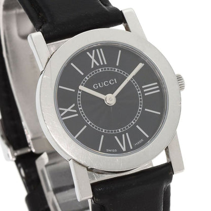 Gucci Round Face Watch SS Leather