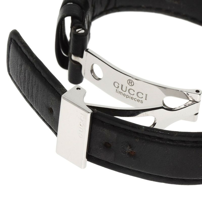 Gucci Round Face Watch SS Leather