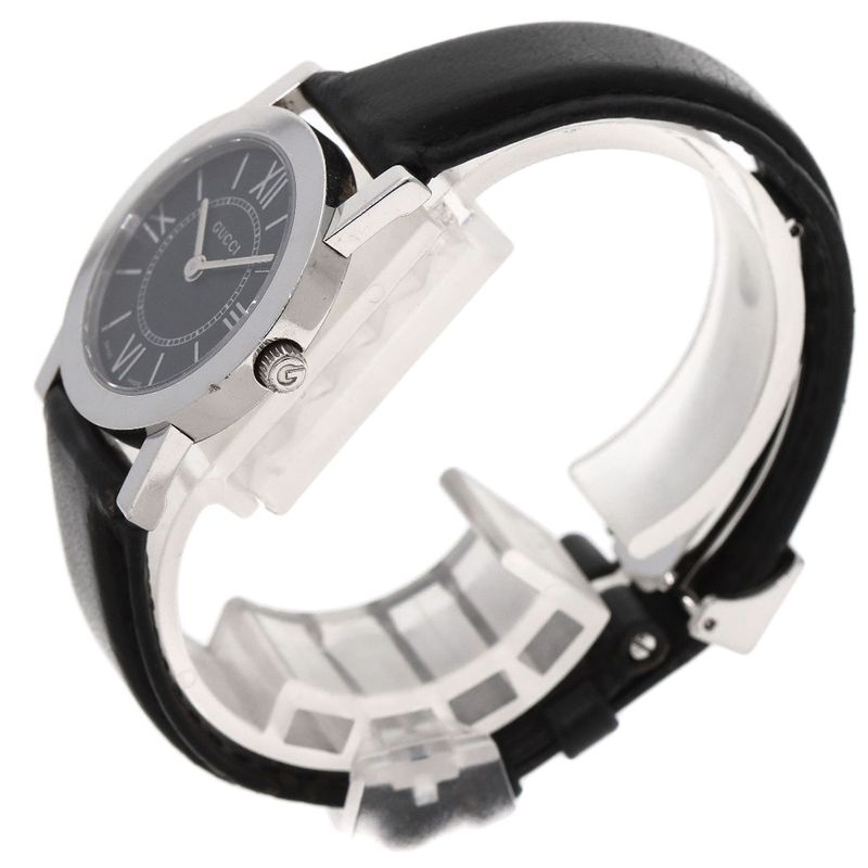 Gucci Round Face Watch SS Leather