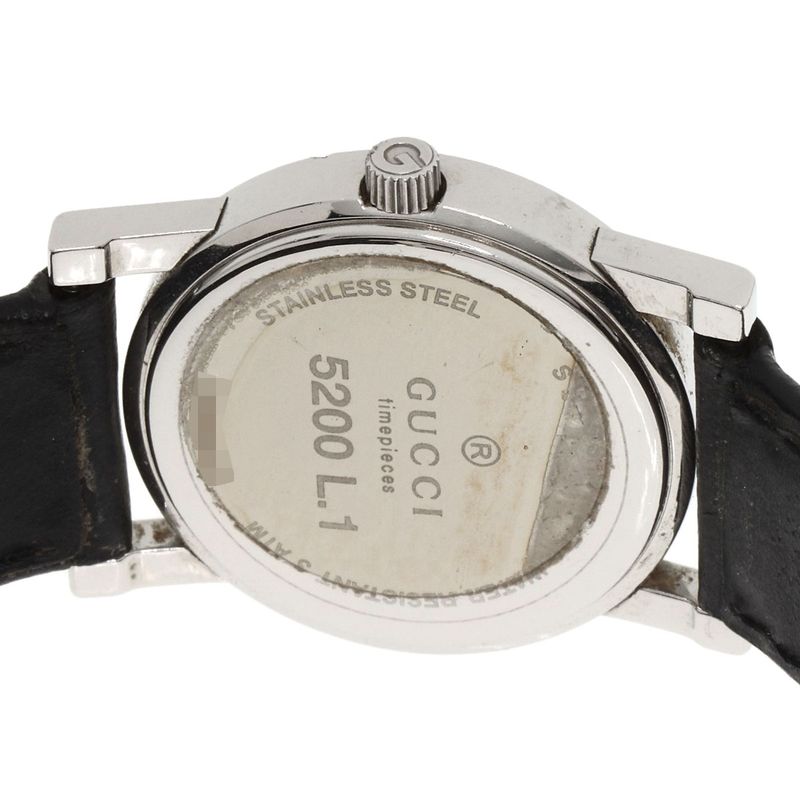 Gucci Round Face Watch SS Leather