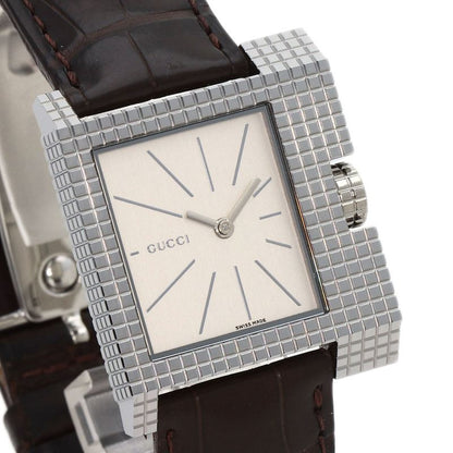 Gucci Square Face Watch SS Leather