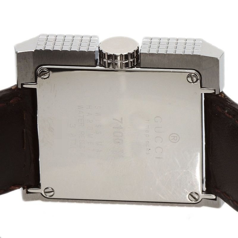 Gucci Square Face Watch SS Leather