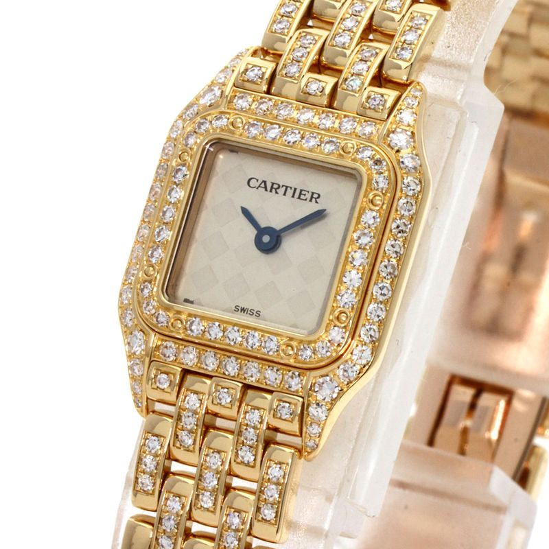 Cartier Mini Panther Double Bezel Diamond Watch 18K Yellow Gold