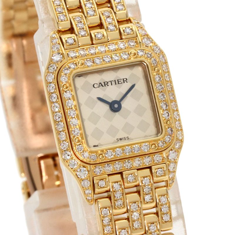 Cartier Mini Panther Double Bezel Diamond Watch 18K Yellow Gold