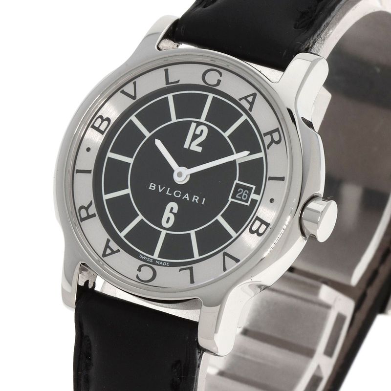 Bvlgari Solo Tempo Watch SS Leather