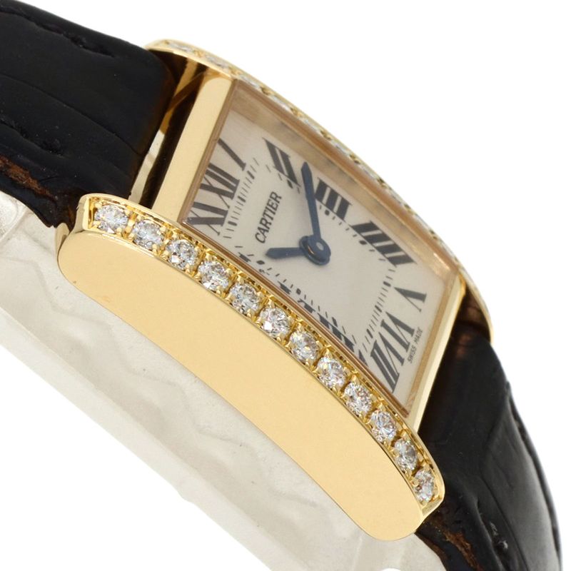 Cartier Tank Francais-z SM Watch 18K Yellow Gold Leather s