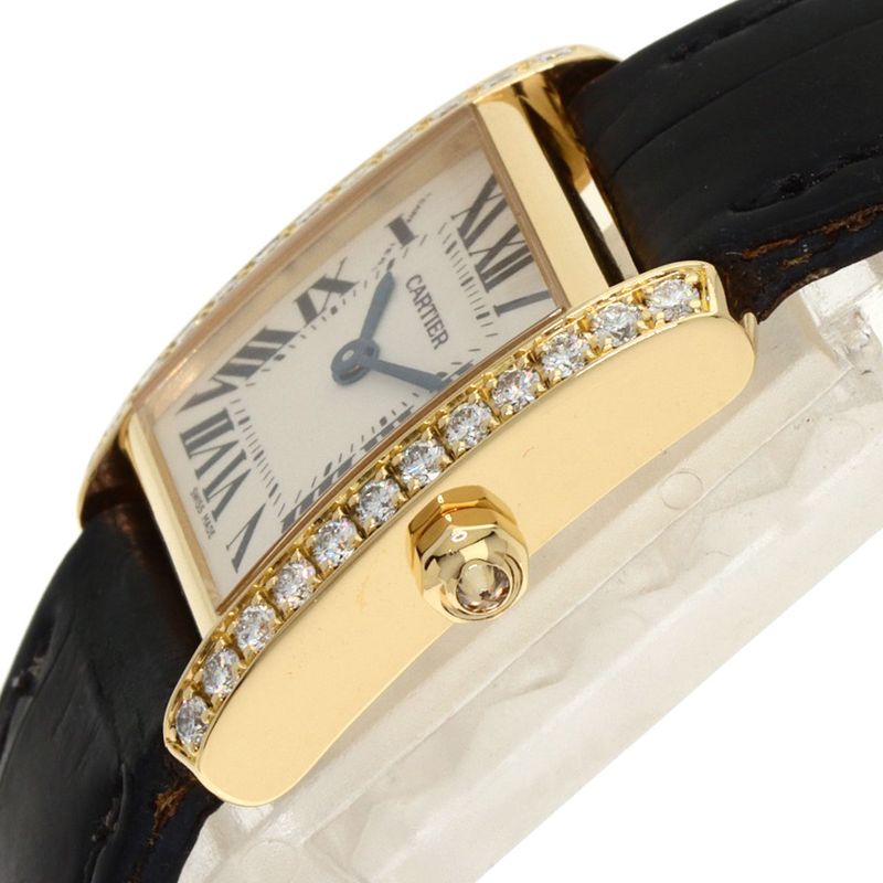 Cartier Tank Francais-z SM Watch 18K Yellow Gold Leather s