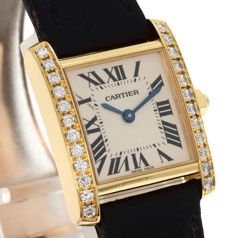 Cartier Tank Francais-z SM Watch 18K Yellow Gold Leather s