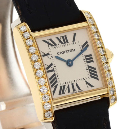 Cartier Tank Francais-z SM Watch 18K Yellow Gold Leather s