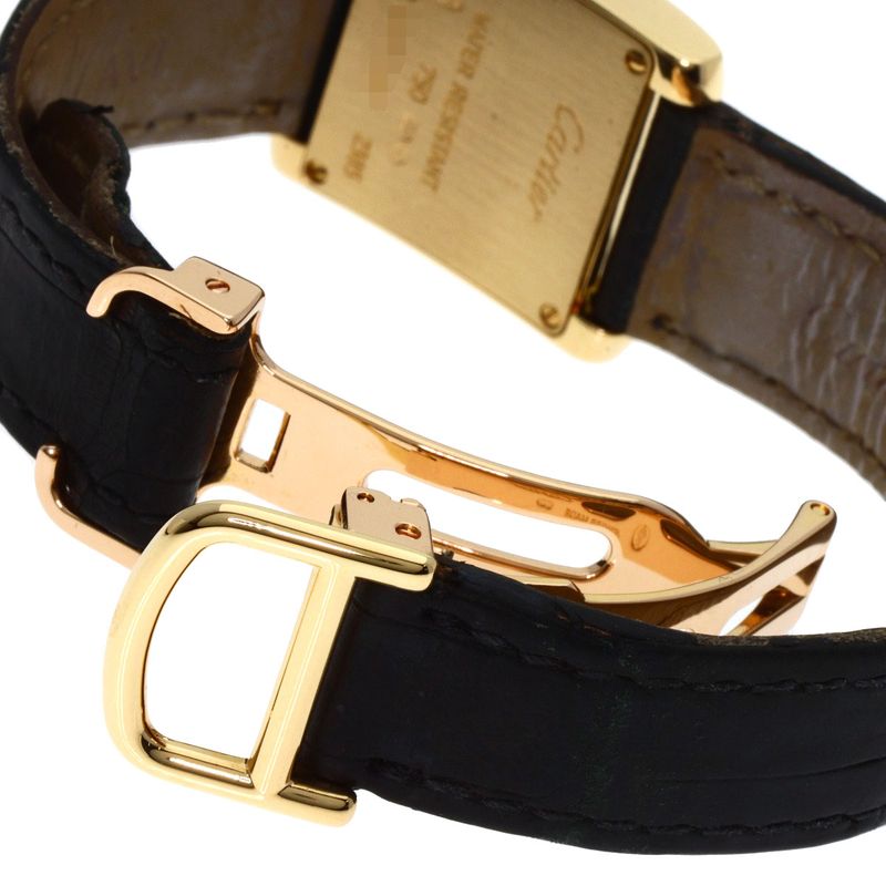Cartier Tank Francais-z SM Watch 18K Yellow Gold Leather s