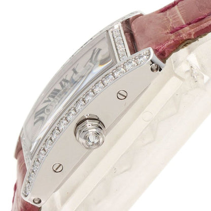 Cartier Mini Tank American Watch 18K White Gold Leather Diamond