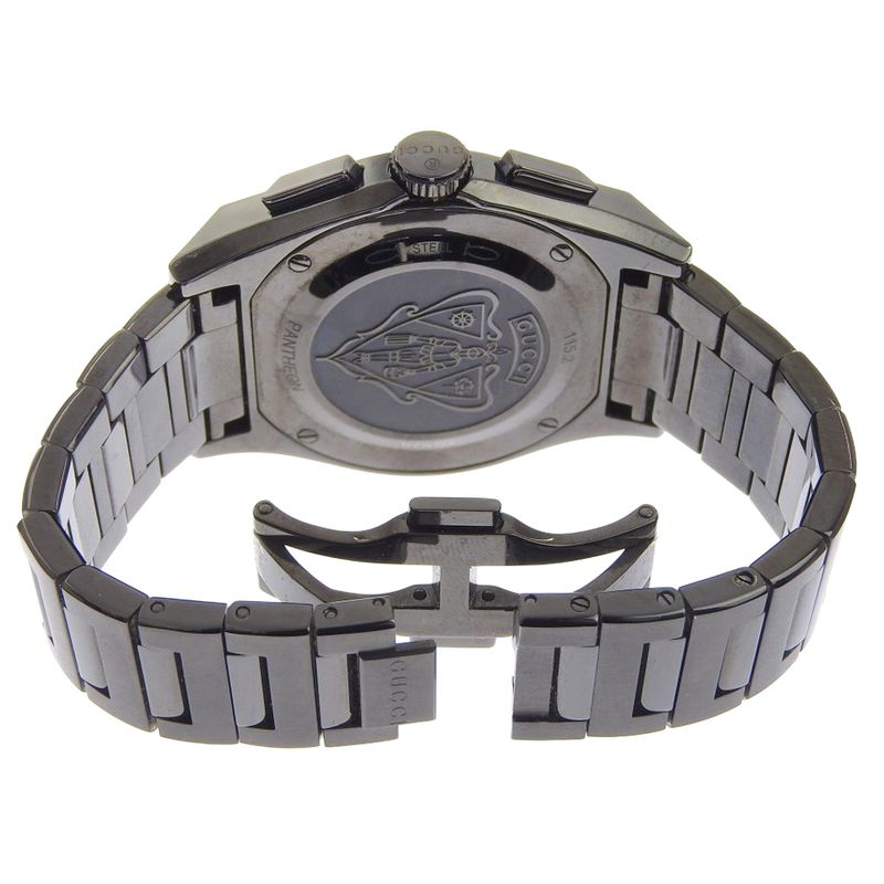 Gucci Pantheon 115.2 Stainless Steel Black Quartz Chronograph Dial