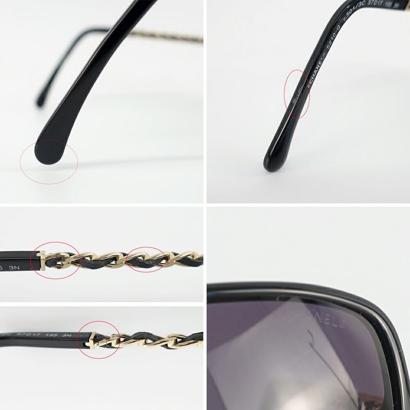Chanel Sunglasses Black CC Logo 3C 57 17 135 Gold