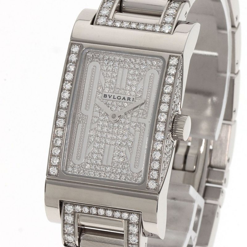 Bvlgari Rettangolo Diamond Watch 18K White Gold Goldx