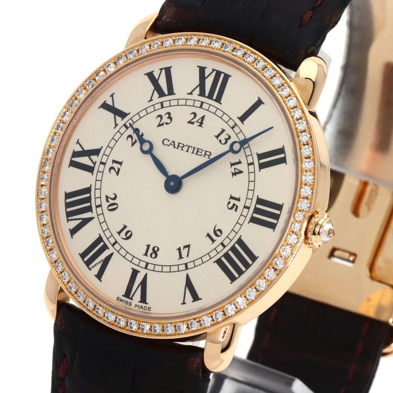 Cartier Ronde Louis LM Diamond Watch 18K Pink
